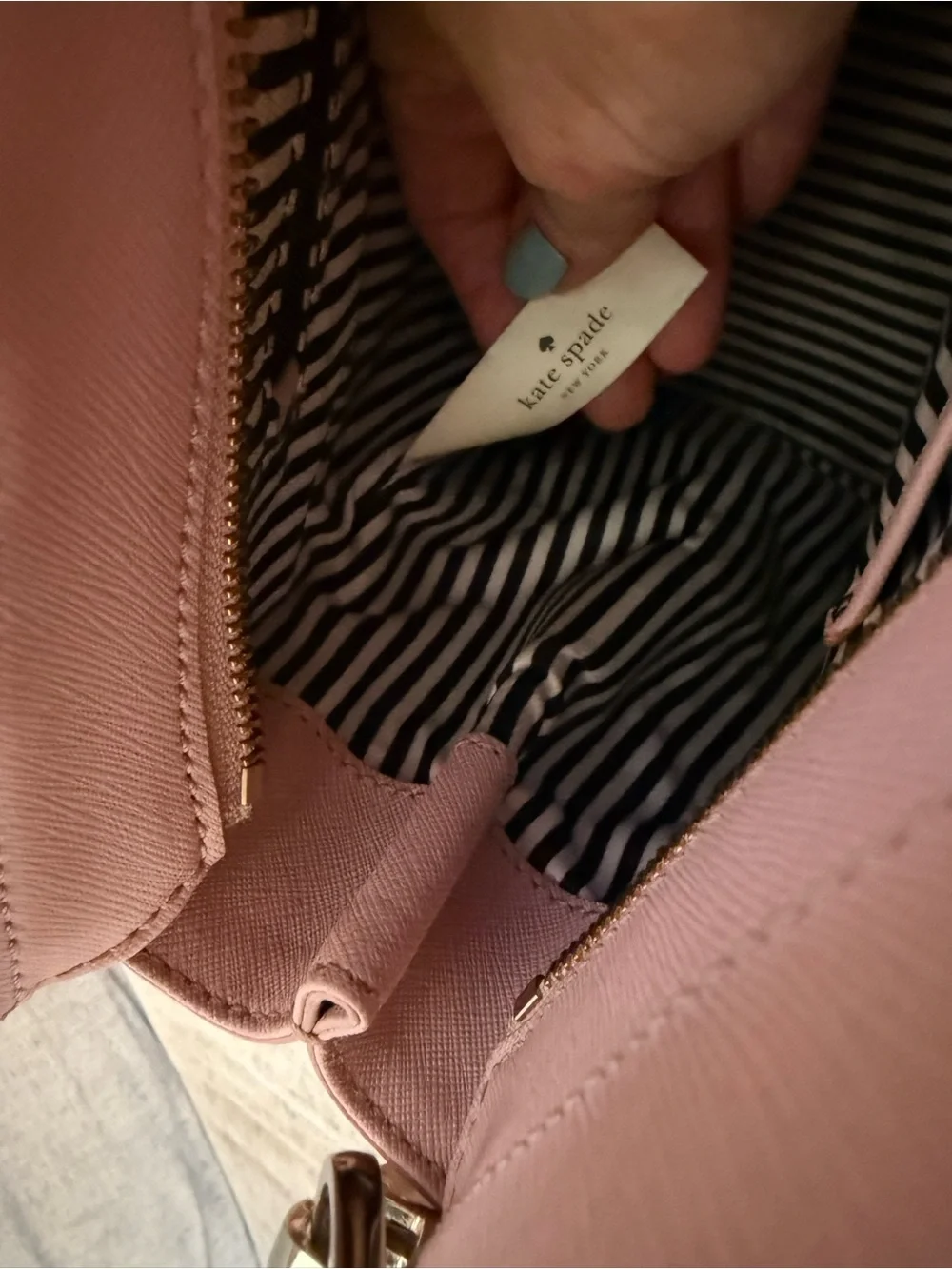 kate spade Blush Pink Perforated Leather Satchel with Crossbody Strap